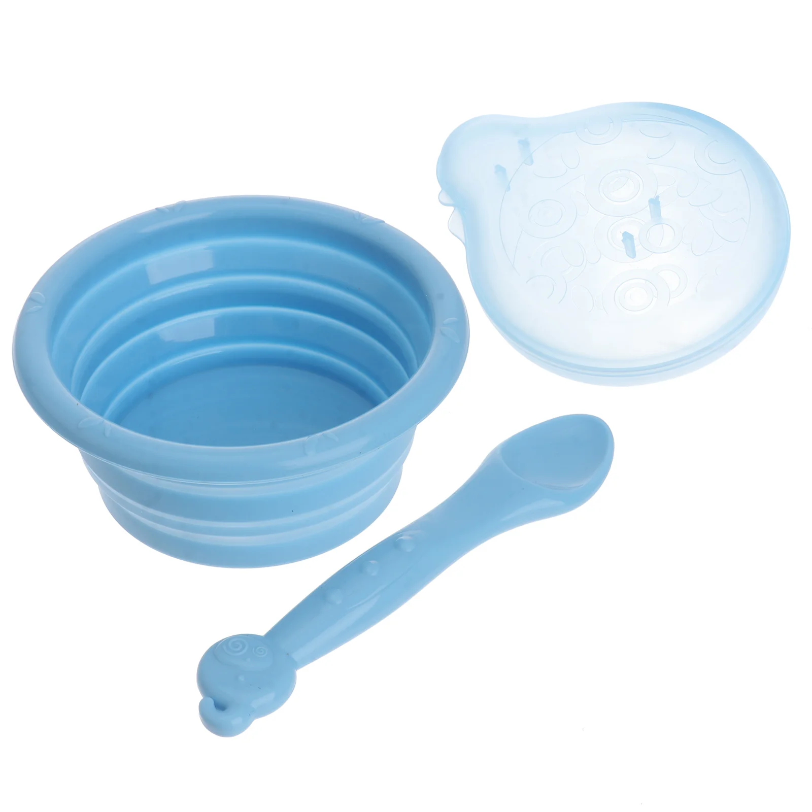 

1 set Silicone Folding Bowl Set Bowls Tableware Foldable Toddler Bowl Spoon Storage Box Portable Anti-Fall Heat
