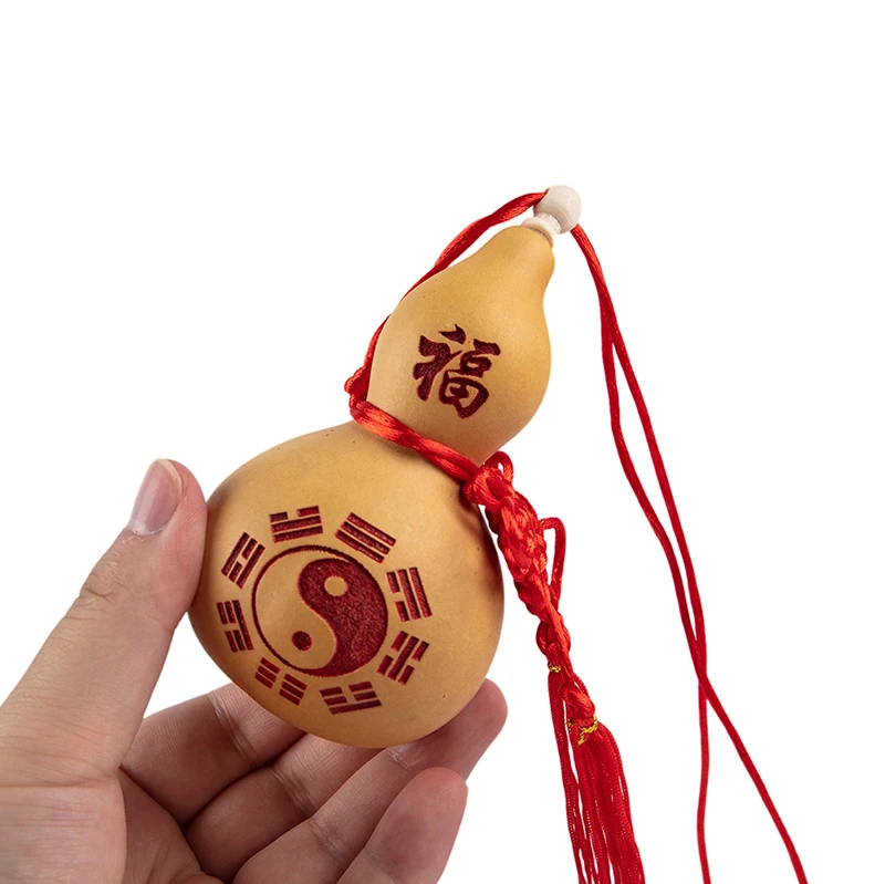 Chinese Style Yin Yang Tai Chi Natural Gourd Tassel Handmade Hanging Ornament Lucky Wealth Healing Feng Shui Home Decor Props