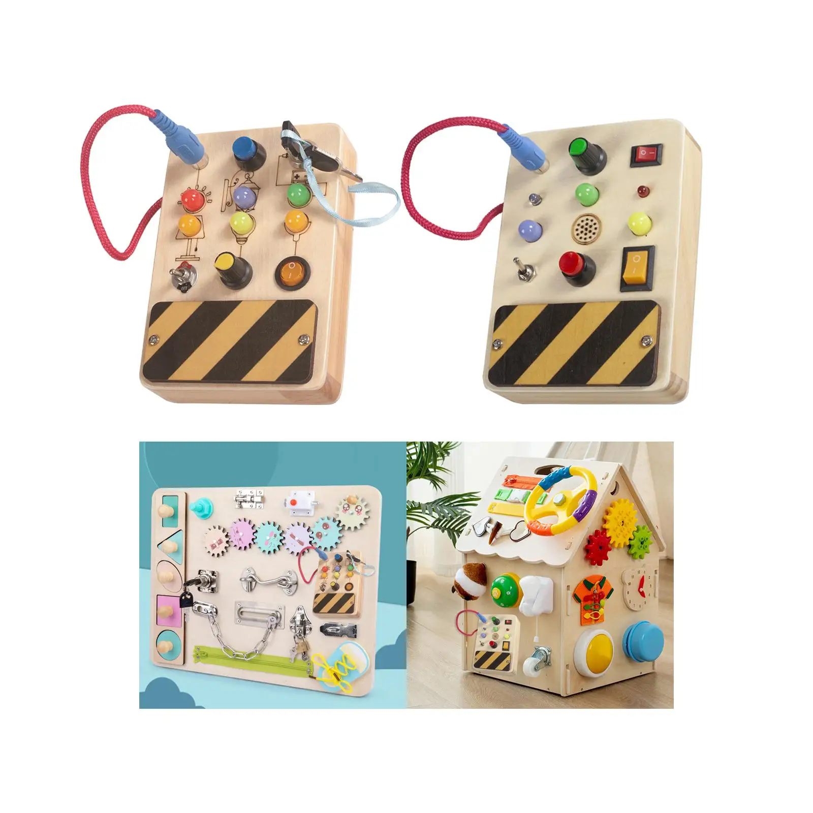 

Baby Busy Board Switch Toy Early Educational Sensory Board Developmental Toy Wooden for Toddler Children Preschool Kids