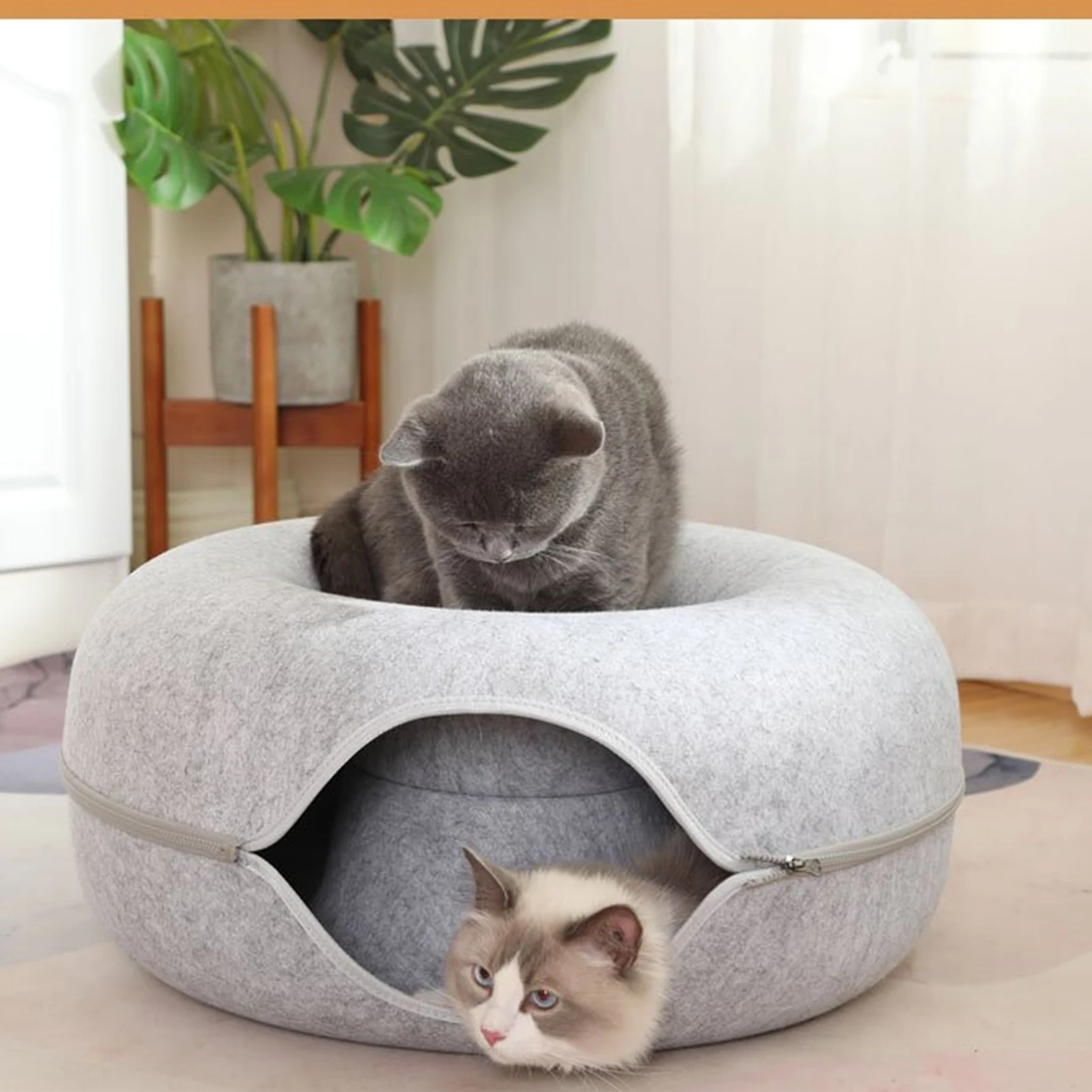 

Cat Tunnel Bed Indoor Toys for Cats Donut Pet Bed Dual-Function Design Scratch Resistant- Suitable for Cats Rabbit Small Animals