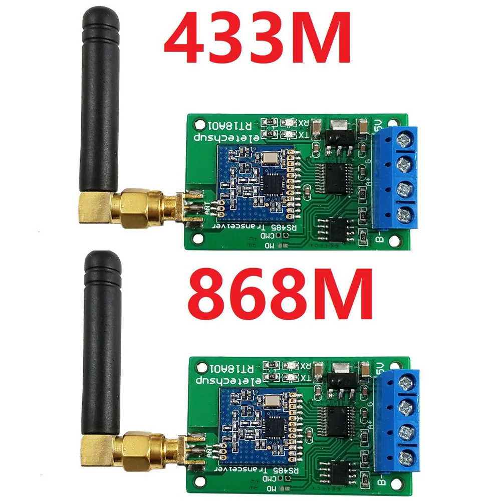 RS485 Transceiver Wireless Repeater RT18A01 485 Master-slave Control 433M 868M FSK Uhf Module for PTZ Camera PLC Modbus RTU 2PCS