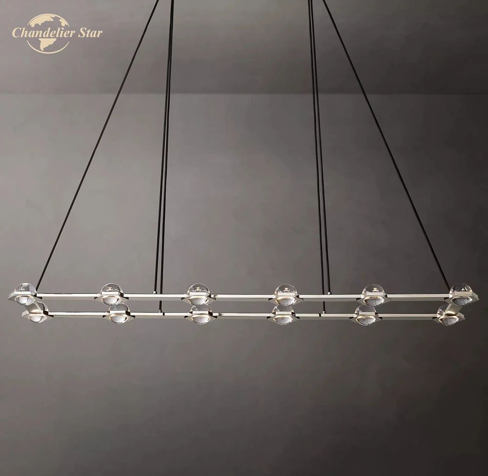 Modern Crystal Chandeliers Éclatant Rectangular Chandelier Dining Room Living Room Kitchen Island Pendant Lights Decoration