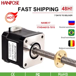 Motor de tornillo Nema17 17HS4401S-T8 * 8 300mm 1.5A 40N.cm Motor paso a paso lineal de varilla de tornillo con cable Trapezoidal para enrutador CNC 3D