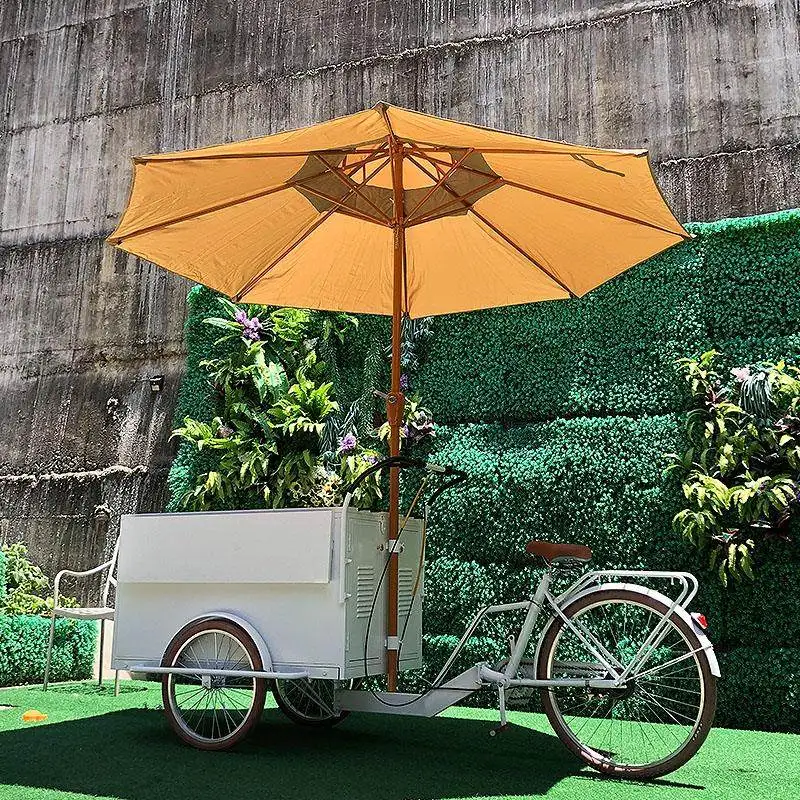 

* Summer Mobile Coffee & Ice Cream Sales Tricycle with Aluminum Frame Built-In Power Easy Assembly for Outdoor Use
