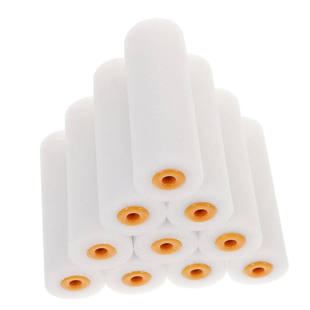 10Pcs Sponge Paint Roller Covers 4 Inch High Density Foam Mini Rollers for Painting Walls Cabinets Doors Easy Clean Reusable
