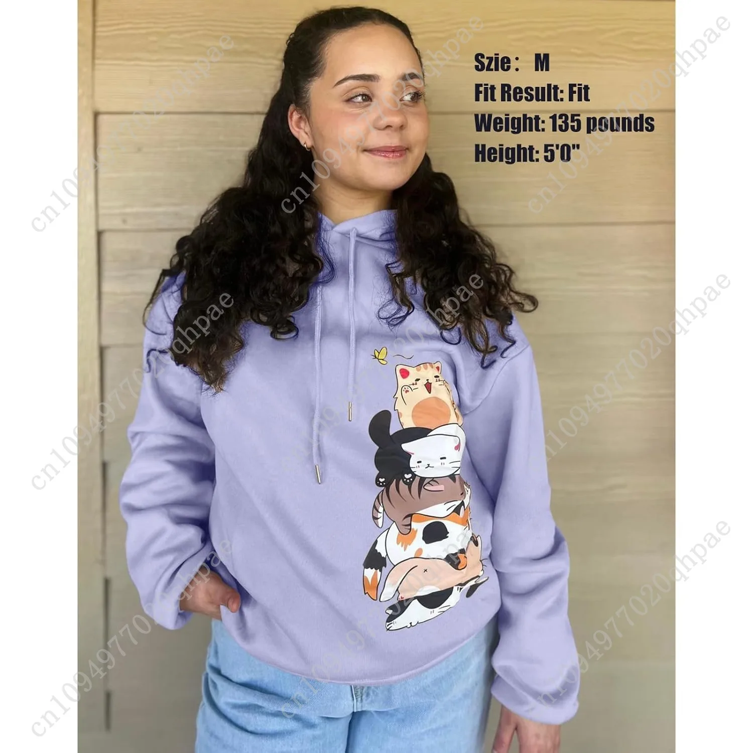 Tuislay لطيف القط الجرافيك هوديس للفتيات في سن المراهقة Kawaii الكرتون المطبوعة هوديي المرأة أنيمي طباعة مقنعين البلوز البلوز #2