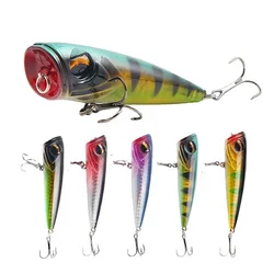 Leurre de pêche Popper Topwater, appât dur, Wobblers artificiels, matériel de pêche officiel avec double crochets, 80mm, 14g