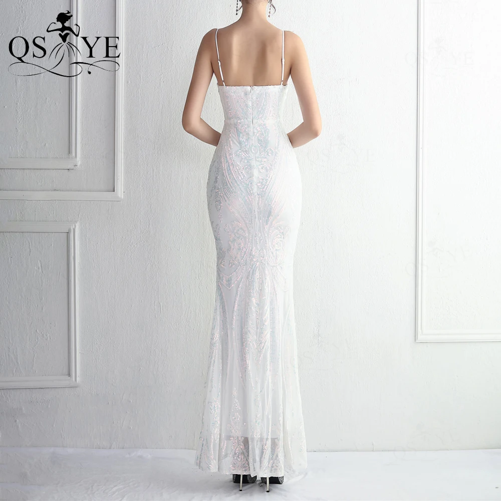 Abiti da sposa bianchi in pizzo con paillettes abito da sposa con paillettes scintillanti spalline con scollo a V motivo floreale abito da sposa da sposa