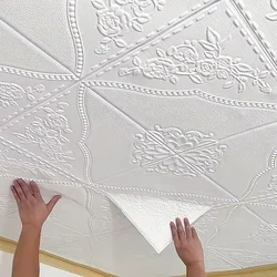 1-10pcs70cm*70cm Modern Paper Ceiling Decorative Waterproof Moisture-proof Mildew proof Wall Self-adhesive 3D Bedroom Background