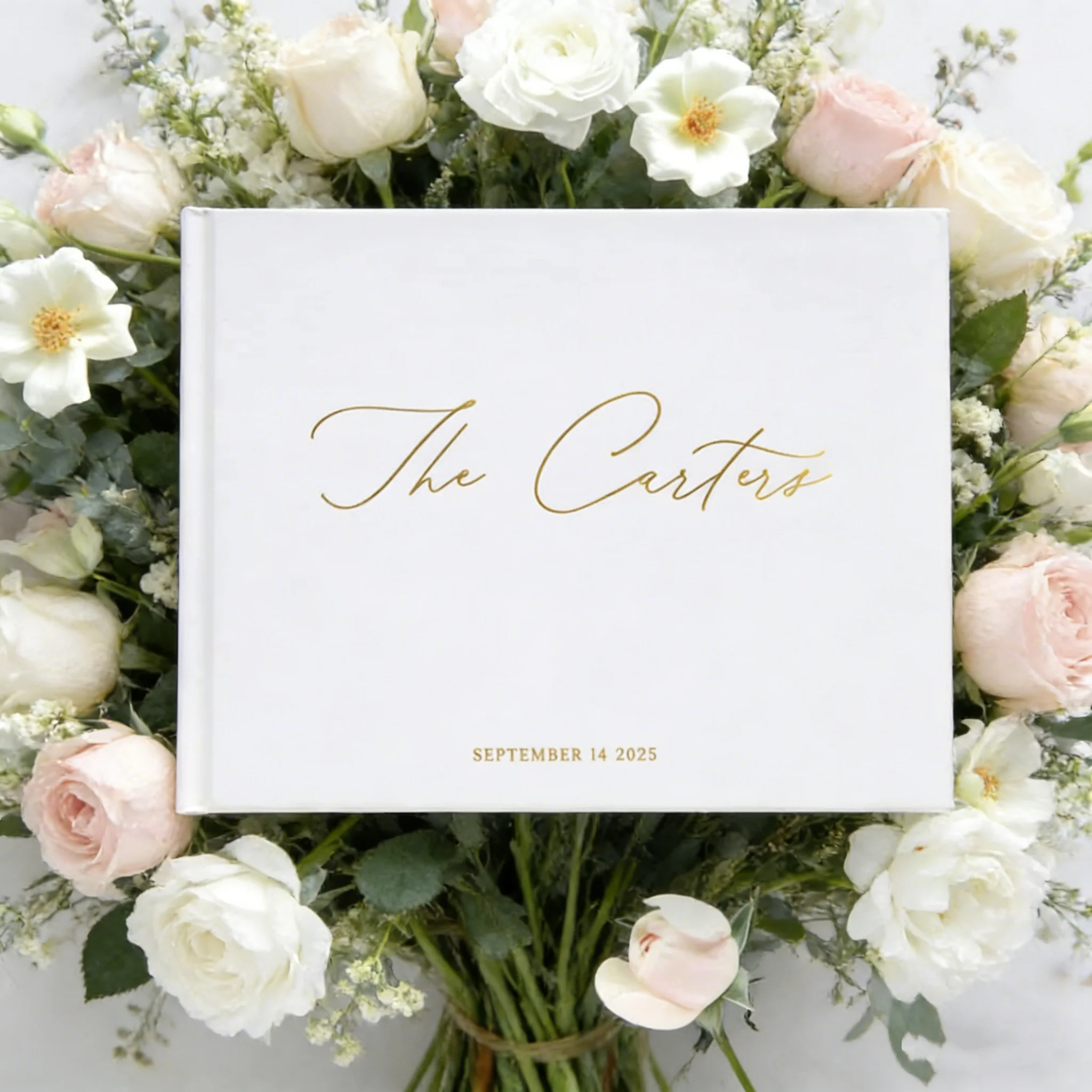 

Персонализированная свадебная книга для гостей в твердом переплете с золотой фольгой | Индивидуальный фотоальбом и альбом для подписей на свадебный банкет