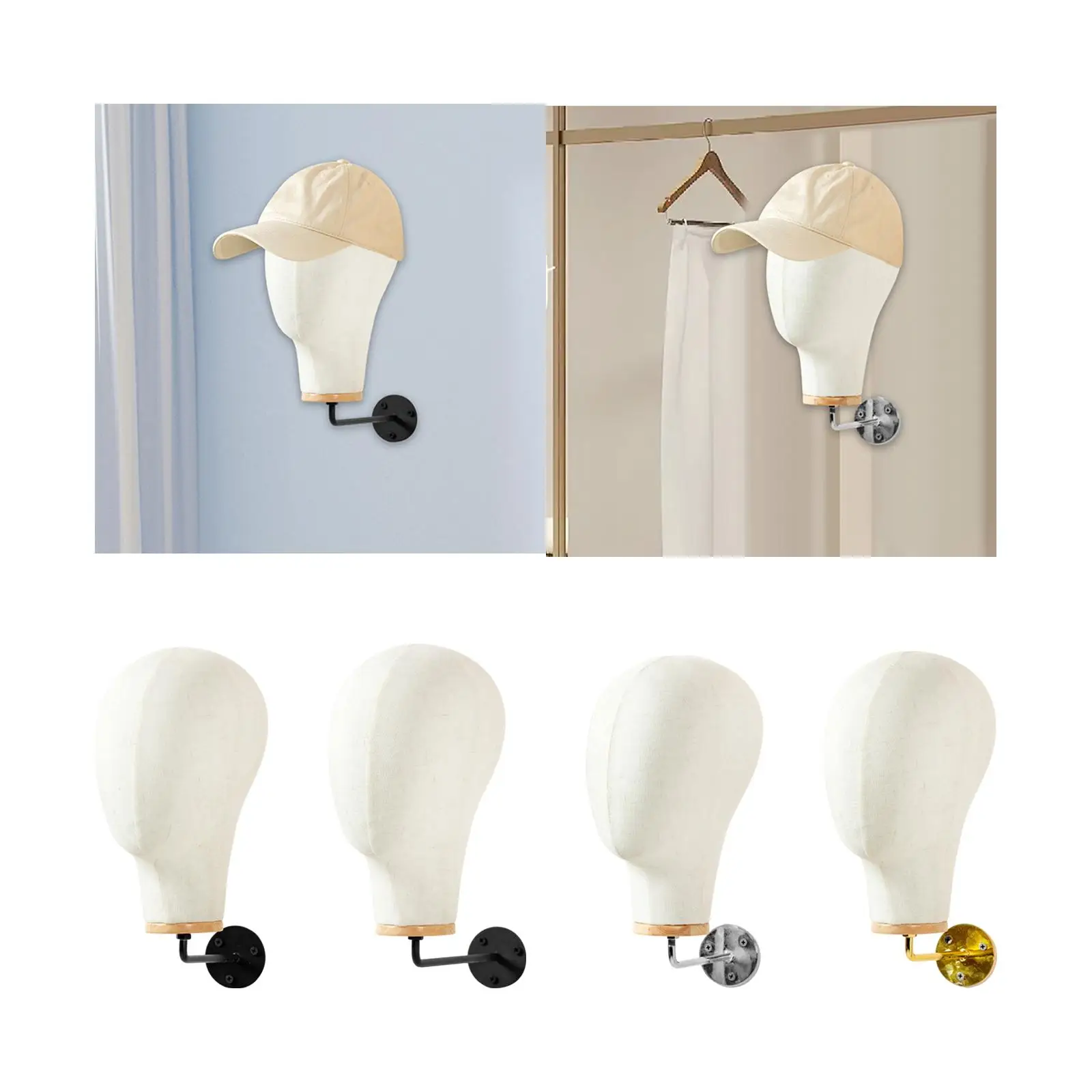 

Manikin Head Wall Mounted Display Hair Hats Hairpieces Wig Head Display Hat