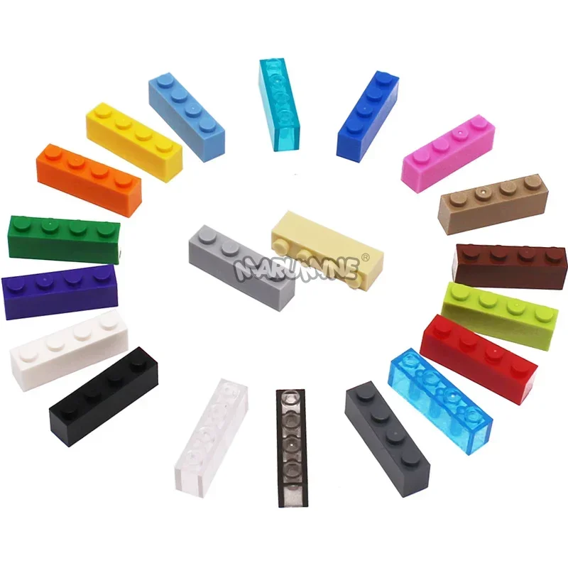 MARUMINE 100PCS/Lot 1X4 Dots Idea MOC Bricks Designer Building Blocks Accessories Parts 3010 DIY Educational Toys for Children