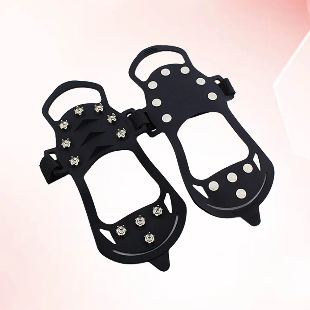 

1 Pair Anti Slip Snow Crampons Shoe Covers Black Size Xl 11 Teeth Ice Grips Cleats for Mountaineering Climbing Hiking Outdoor