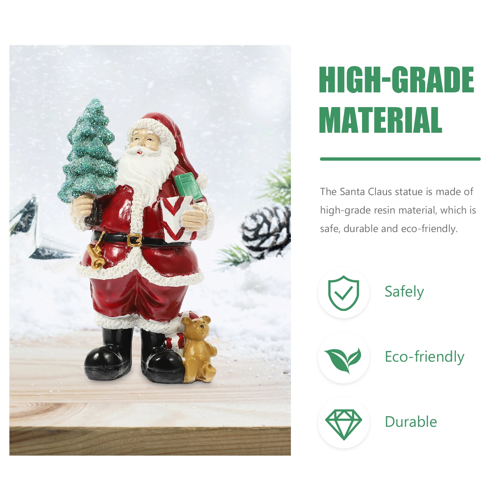 Santa Claus Pose Figure Decorations Resin Winter for Office Christmas Tree Xmas Party
