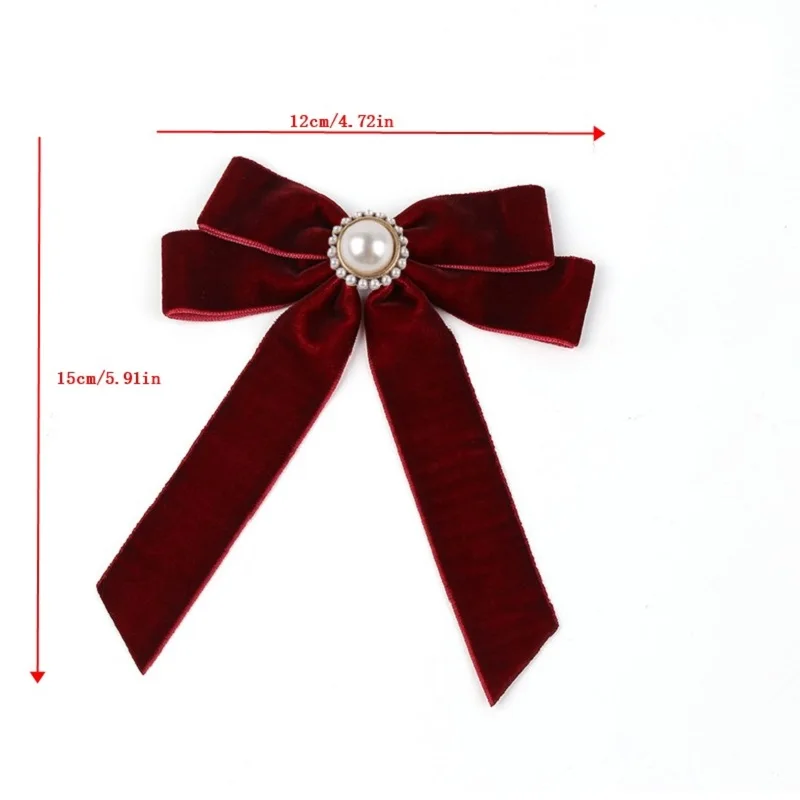 Bowtie Imitation Pearl Decorative Velvet Bowtie Casual Shirt Decorative Bowtie For Women