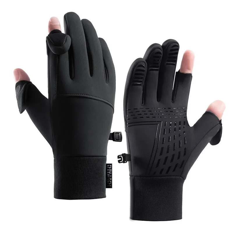 Cycling Gloves for Men in Winter Q243 Outdoor Cycling, Anti Slip and Leakage, Two Finger Touch Screen Thickened