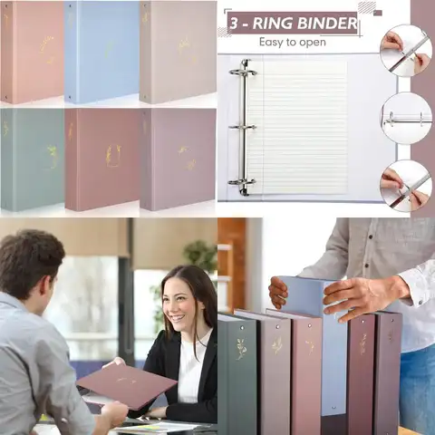 Robusto raccoglitore a 3 anelli dal design estetico per carta 8,5x11, simpatico organizer decorativo per uso scolastico e in ufficio