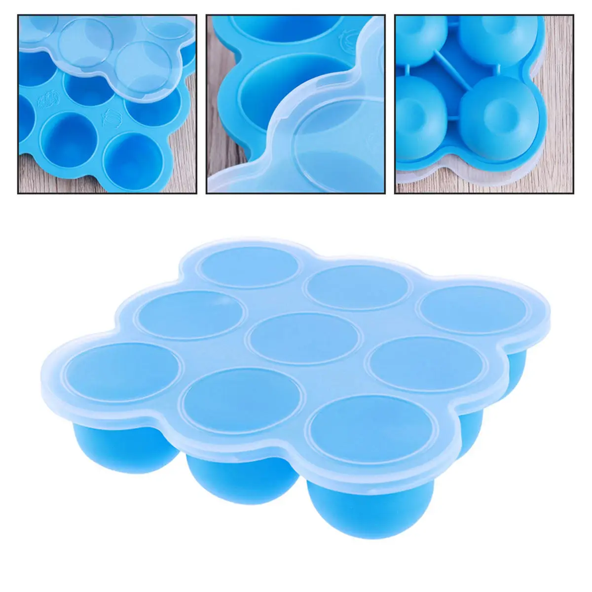 

9-Piece Silicone Baby Food Container Set for Freezer Storage Airtight Leakproof Bpa-Free Lattice Design Clear Lid Crisper Tray