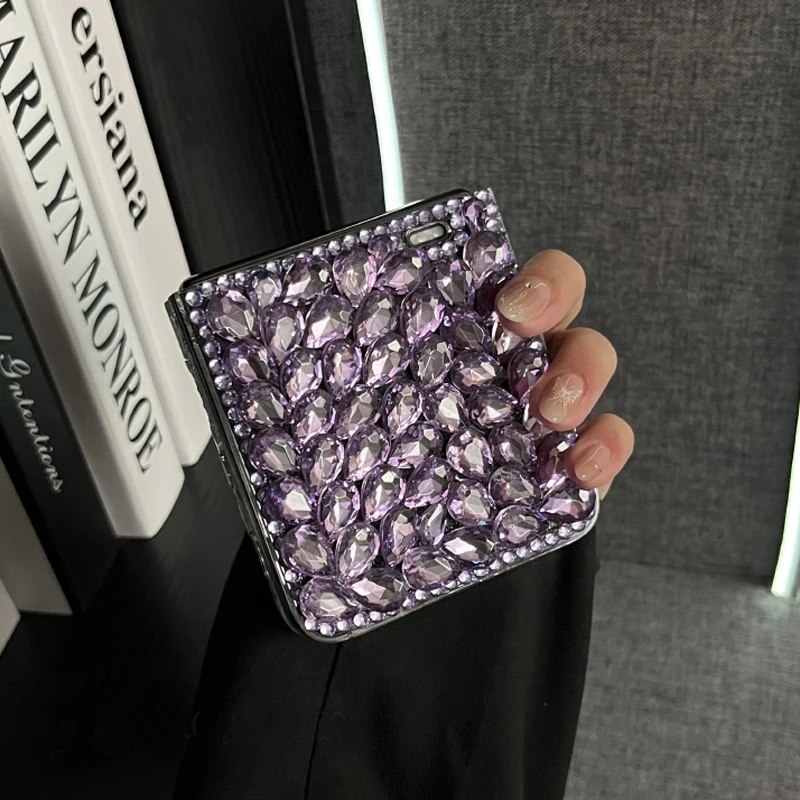 

XiaoMi Mix Flip Bling Полное покрытие Фиолетовый чехол для телефона с кристаллами для XiaoMi Mix Flip Diamond Rhinestone Water Drop Жесткий чехол из ПК