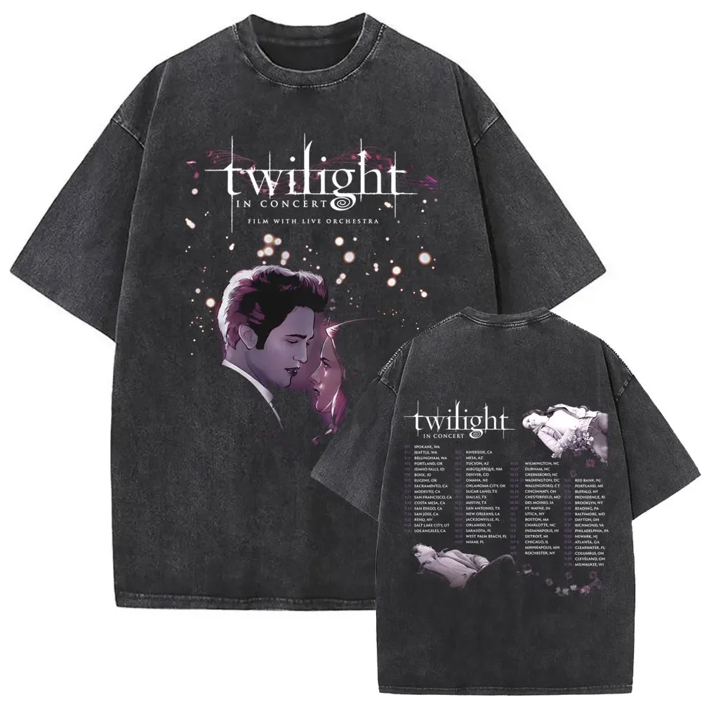 

Twilight in Concert Washed T Shirts Bella and Edward Cullen T-shirt Robert Pattinson T-shirts Men Women Vintage Oversized Tshirt