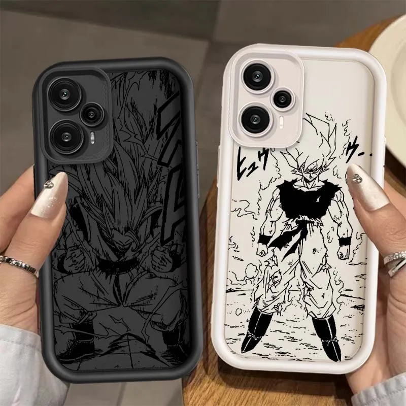 

D-Dragon Ball Goku Saiyan Cover For Xiaomi Poco X6 X5 X4 X3 F6 F5 F4 GT M6 M5 Pro Plus 5G Eye Ladder Phone Case