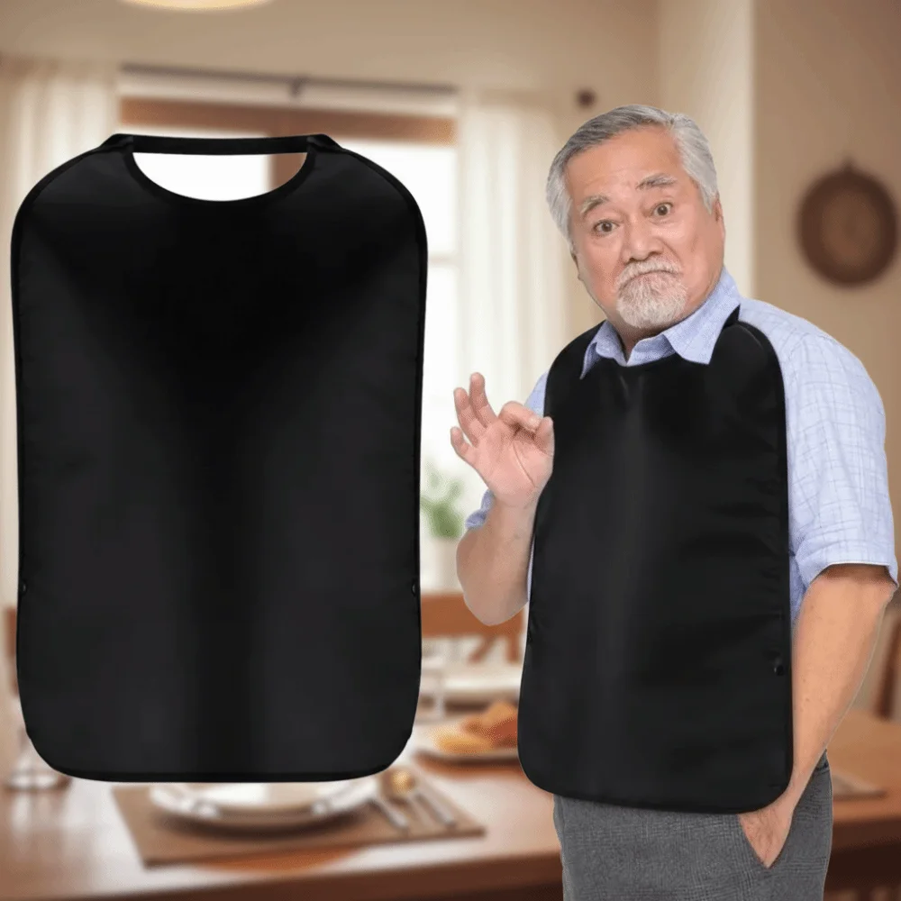Babero Elástico Suave para Personas Mayores, Lavable, Resistente a las Manchas, Chaleco de Protección para la Hora de Comer, Impermeable, Reutilizable, Baberos para Adultos