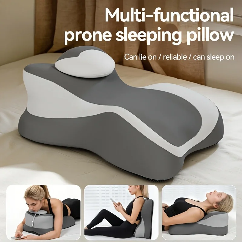 Couple'S Bedside Prone Pillow Cooling Breathable Memory Foam Lumbar Support and Multi-Functional Mobile Phone Viewing Cushion
