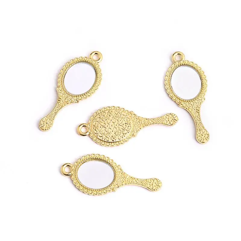 10pcs Vintage Alloy Mini Mirror Charms With Antique Engraved Design Perfect For DIY Jewelry Making Necklace Bracelet Crafts