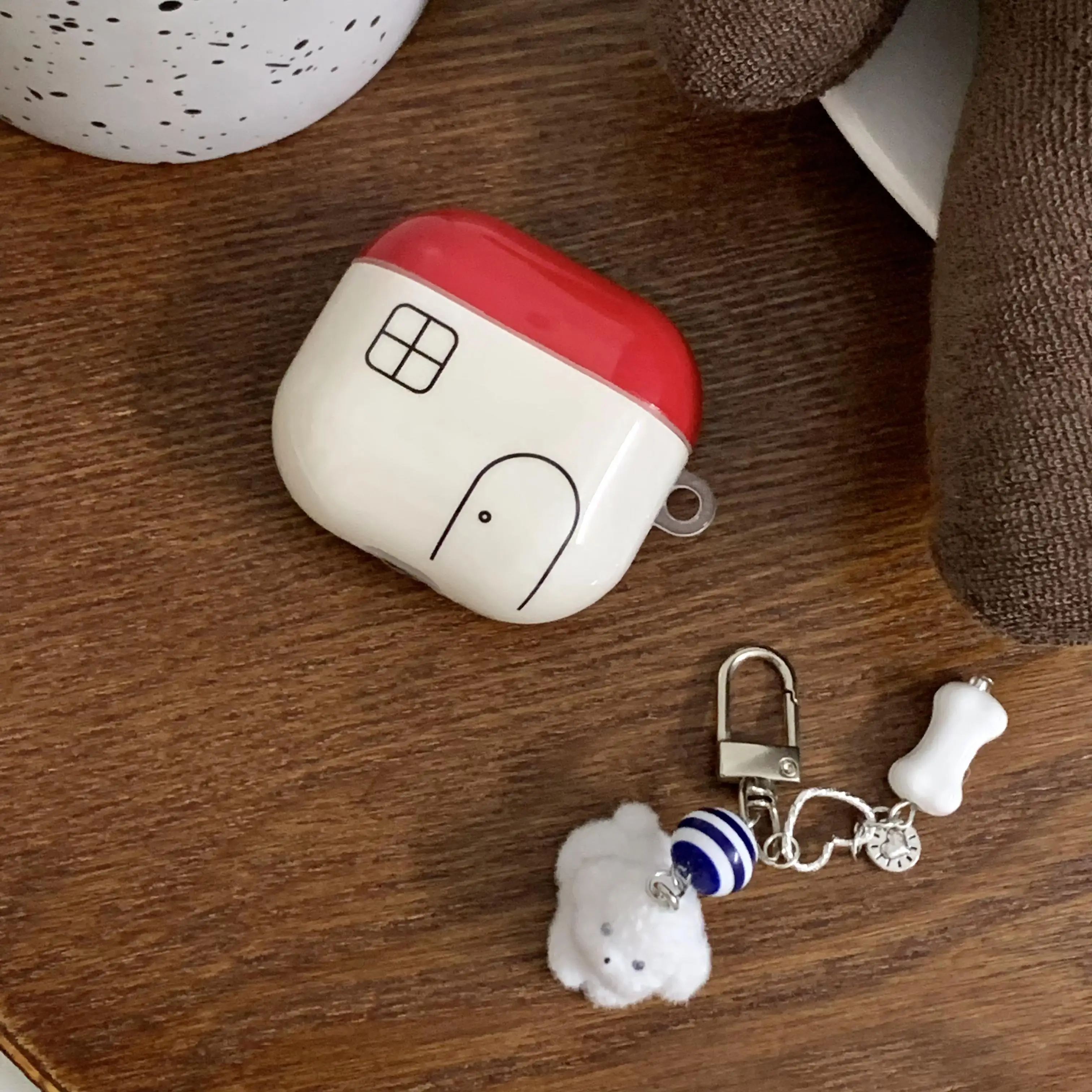 Shockproof Strips House Pattern Earphone Case with Pendant for Airpods 1, 2, Pro/Pro2/Pro3, 3, 4, 5, Shockproof, Dustproof