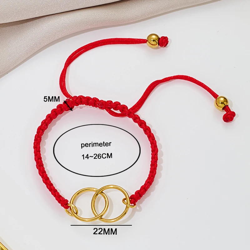 Handmade Braid String Bracelets Red Black Woven Rope Double Round Charm Bracelet Good Luck Amulet Jewelry for Lovers Gift