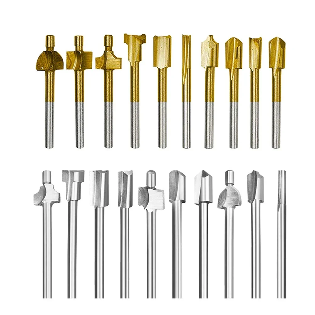 10pcs HSS Router Bits Wood Cutter Milling Fits Dremel-Rotary Tool Set 1/8\