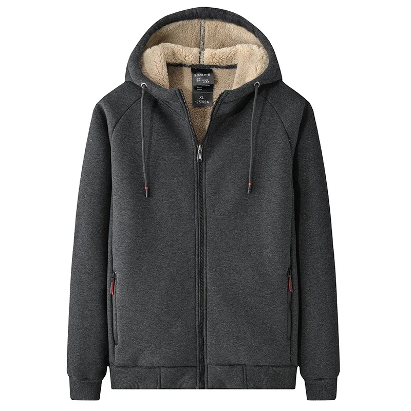 Winter Thicken Hooded cotton winter new plus cashmere men's casual lamb cashmere plus size Hoodie Plush coat L-8XL streetwear