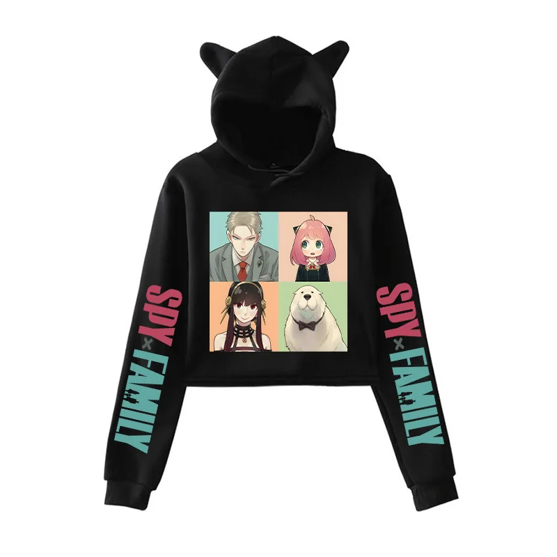 

SPY X FAMILY свитер с капюшоном в форме кошачьих ушей, милый короткий свитер для девочек, европейско-американский стиль, косплей, анимация, производные