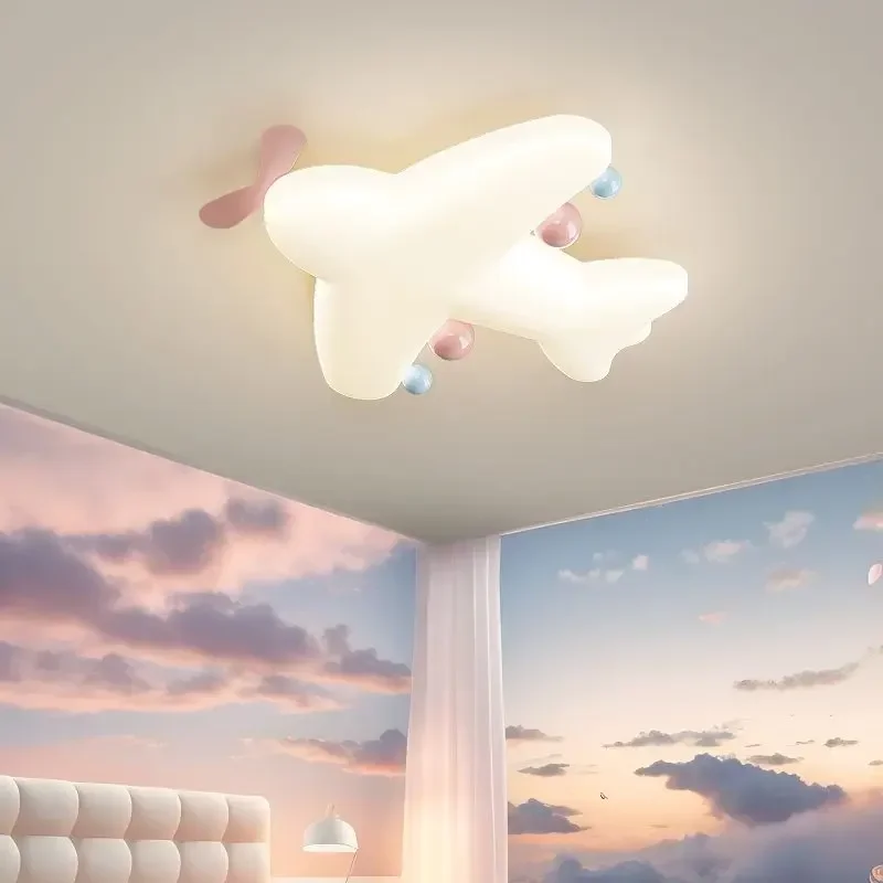 New Airplane Chandelier For Children Room Dimmable Starry Night Pendant Lamp Girls Boys Bedroom Study Aircraft Ceiling Lights