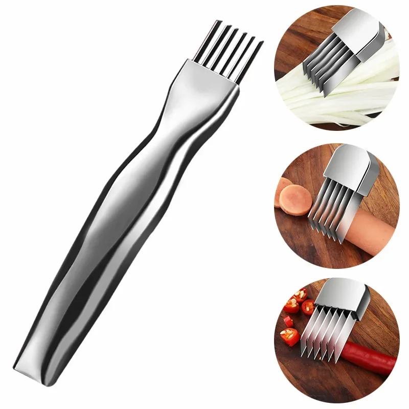 Stainless Steel Scallion Cutter, Onion Slicer, Sharp Spring, Shredder, Vegetable Knife, Cutting Tools, Kitchen Gadgets