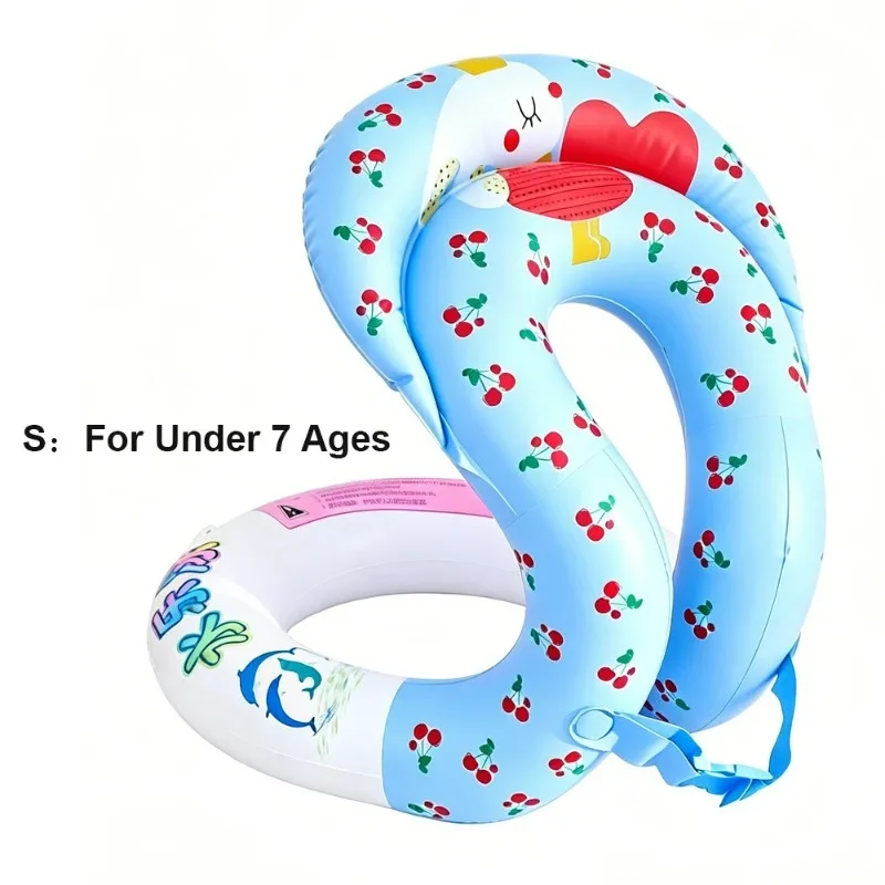 Kids Inflatable Swimming Ring Double Layer S‑Shape  PVC Float Circle Children Swimming Training Pool Float Water Play Toy