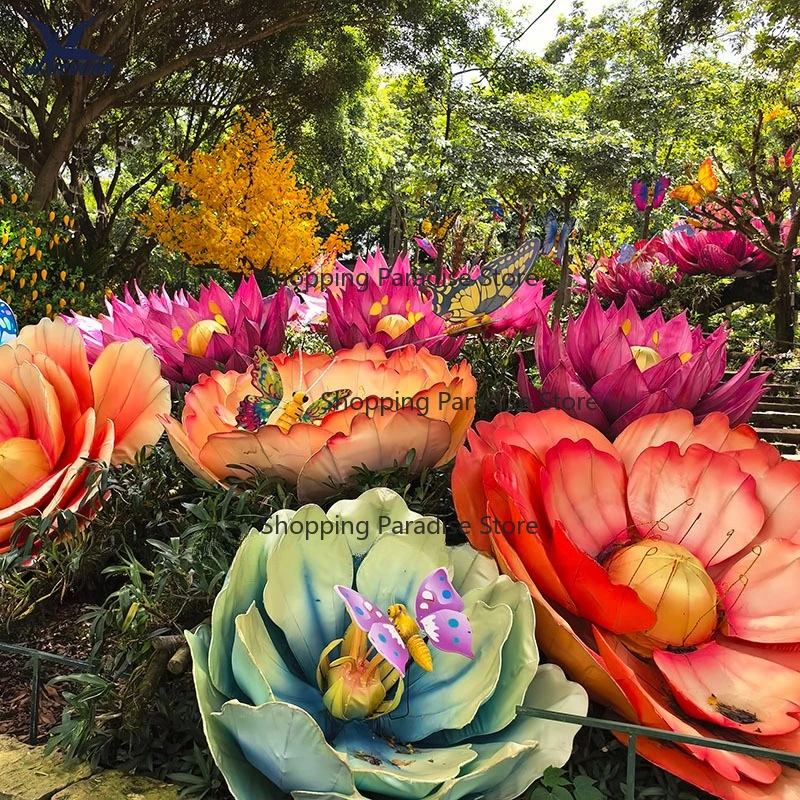 Chinese New Year Outdoor Spring Festival Silk Lantern Flowers for Party Theme Park Exhibitions