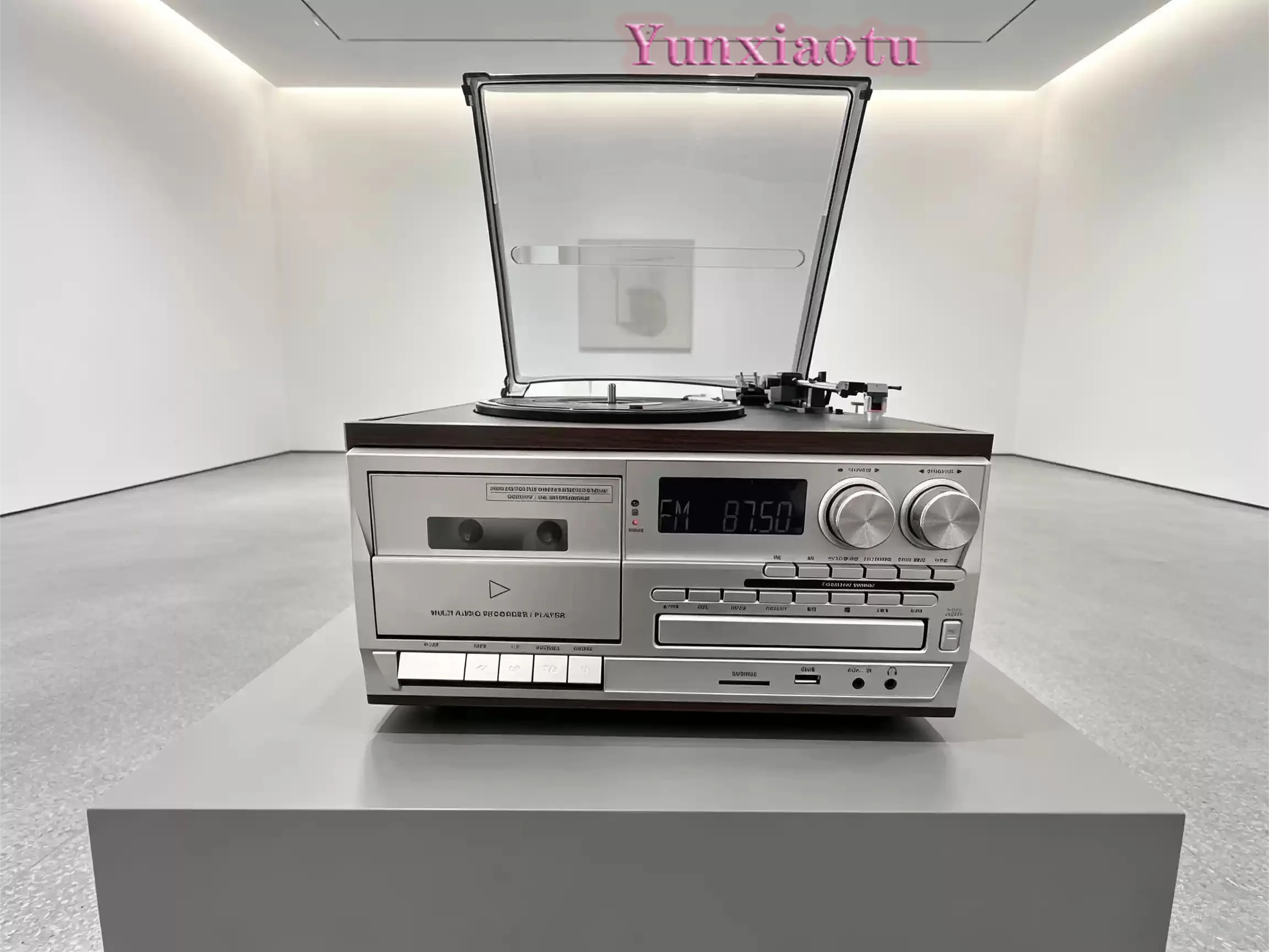 9 in 1 Vintage Record Player Bluetooth Stereo Speaker CD Cassette USB FM Radio with Remote Control for Home Bedroom Gift