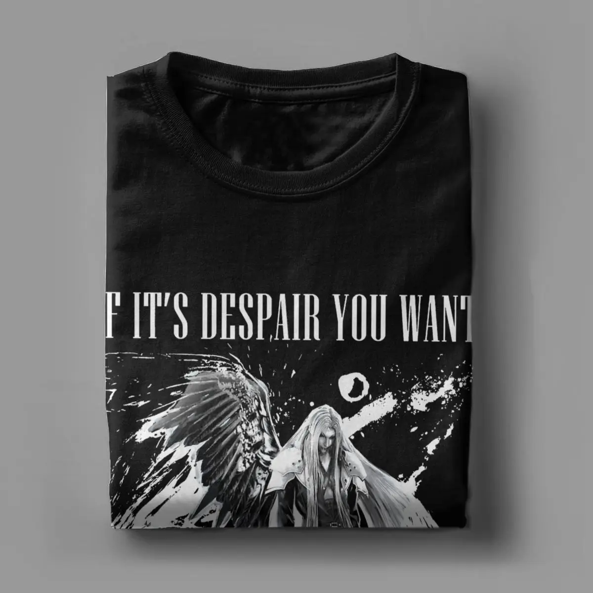 Sephiroth FF7 The One Winged Angel Final Fantasy T Shirts Men\'s 100% Cotton Funny T-Shirts Crew Neck Tee Shirt Summer Clothing