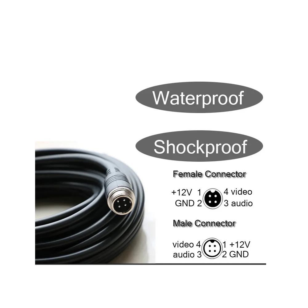4 Pin Aviation Connector Extension Cable for Truck Bus Rear View Camera Monitor Waterproof