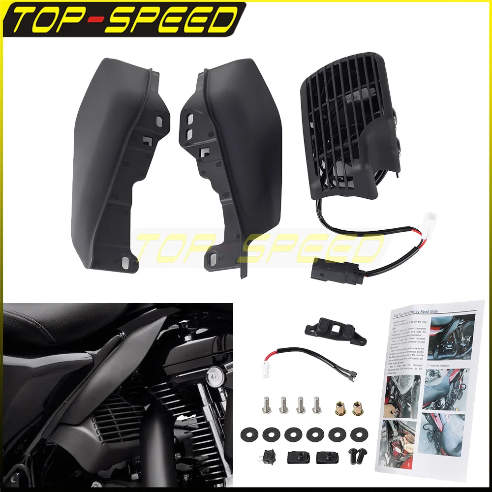 

Motorcycle Cool Flow Fan Kit Cooling Radiator For Harley FLHTCU FLHTCUTG FLHTCUTGSE FLHTK FLHTKL FLHTKSE FLHTP FLTRK FLTRU 17-23