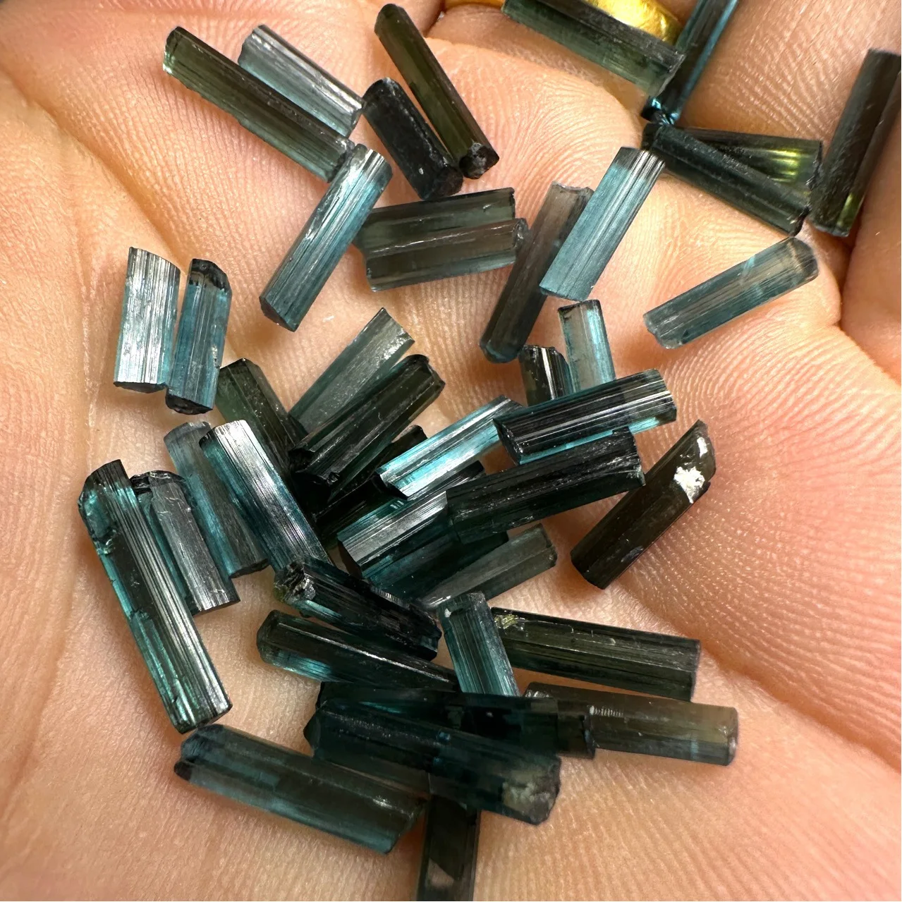 

Natural Blue Tourmaline Rough Quality Width 2-3mm Length 7-10mm Long Strip Shape