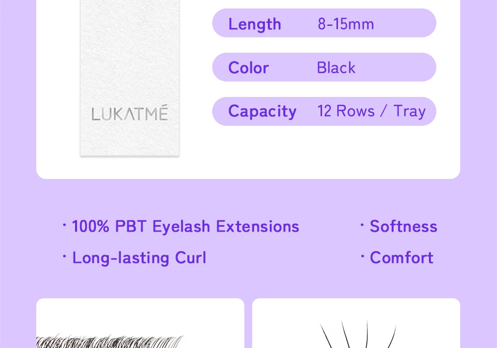 LUKATME 4D W Wimpern C/D Curl 8-15mm Vorgefertigte Volumen 4D Wimpernverlängerung W-Form 4D Fächer BASF Faux Mink Wimpern – Detail 3