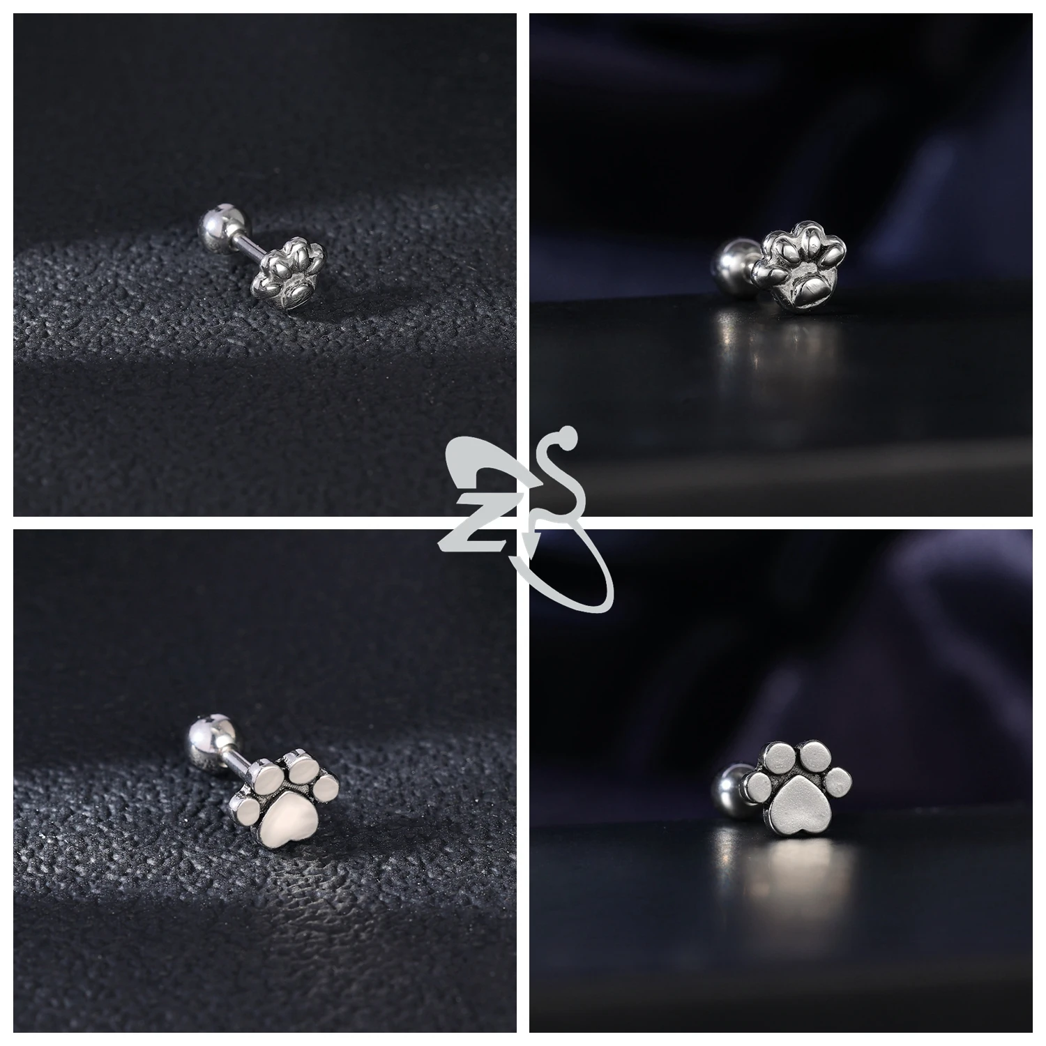 ZS 1-2pcs/lot Punk Stainless Steel Stud Earrings Skull Heart Butterfly Shape Ear Studs Cartilage Tragus Helix Piercings Jewelry