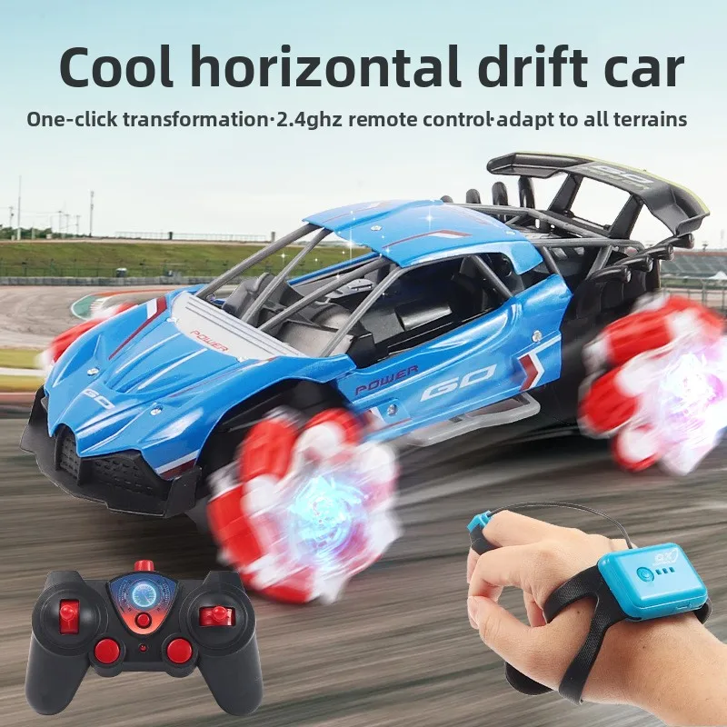 RC stunt drifting car, high-speed gesture sensing car with LED lights, drifting climbing off-road remote control boy toy car