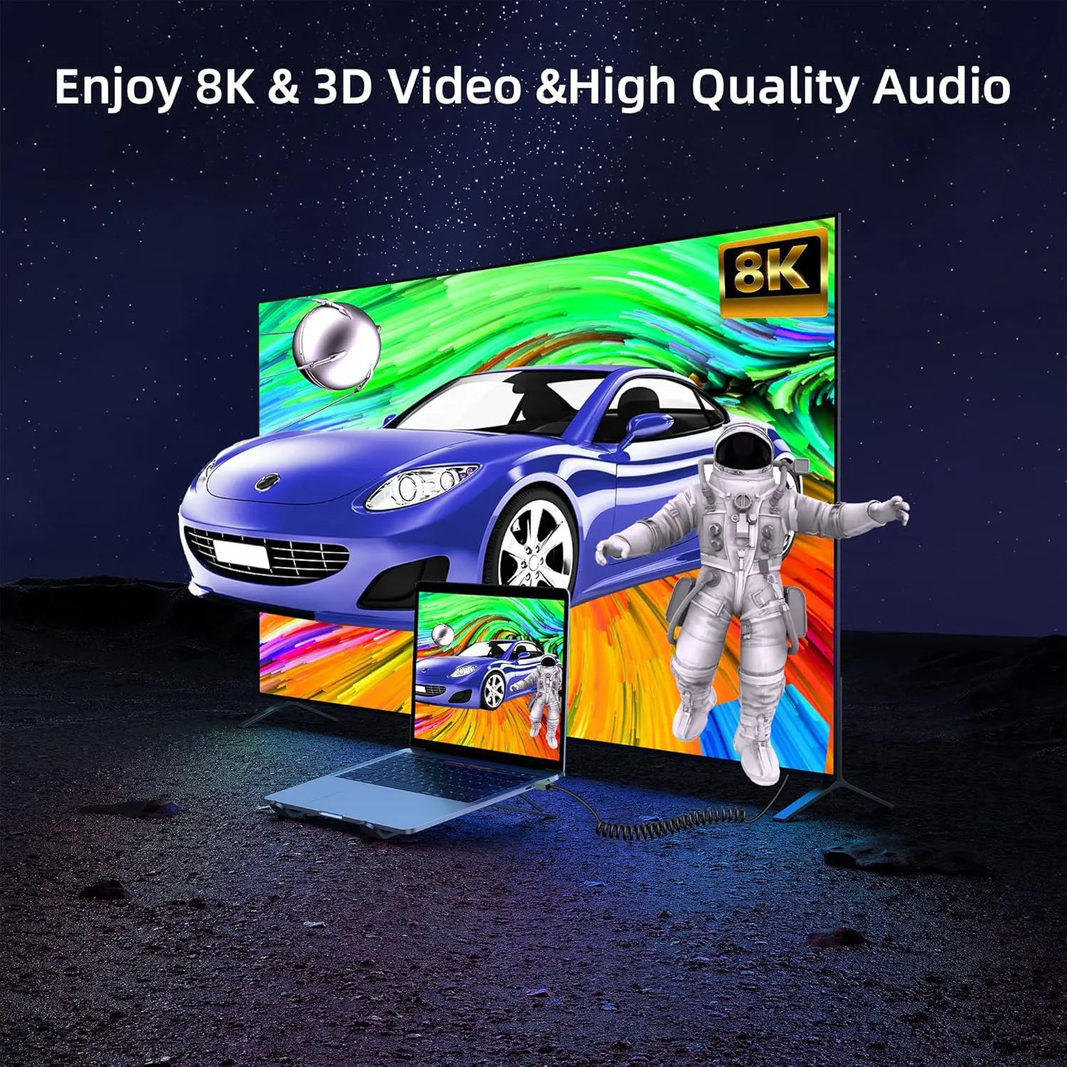 1M przenośny kabel spiralny 8K UHD Mini/Micro kompatybilny z HDMI rozciągliwy przewód sprężynowy do komputera Laptop Tablet kamera monitor DV HDTV — zdjęcie produktu 6