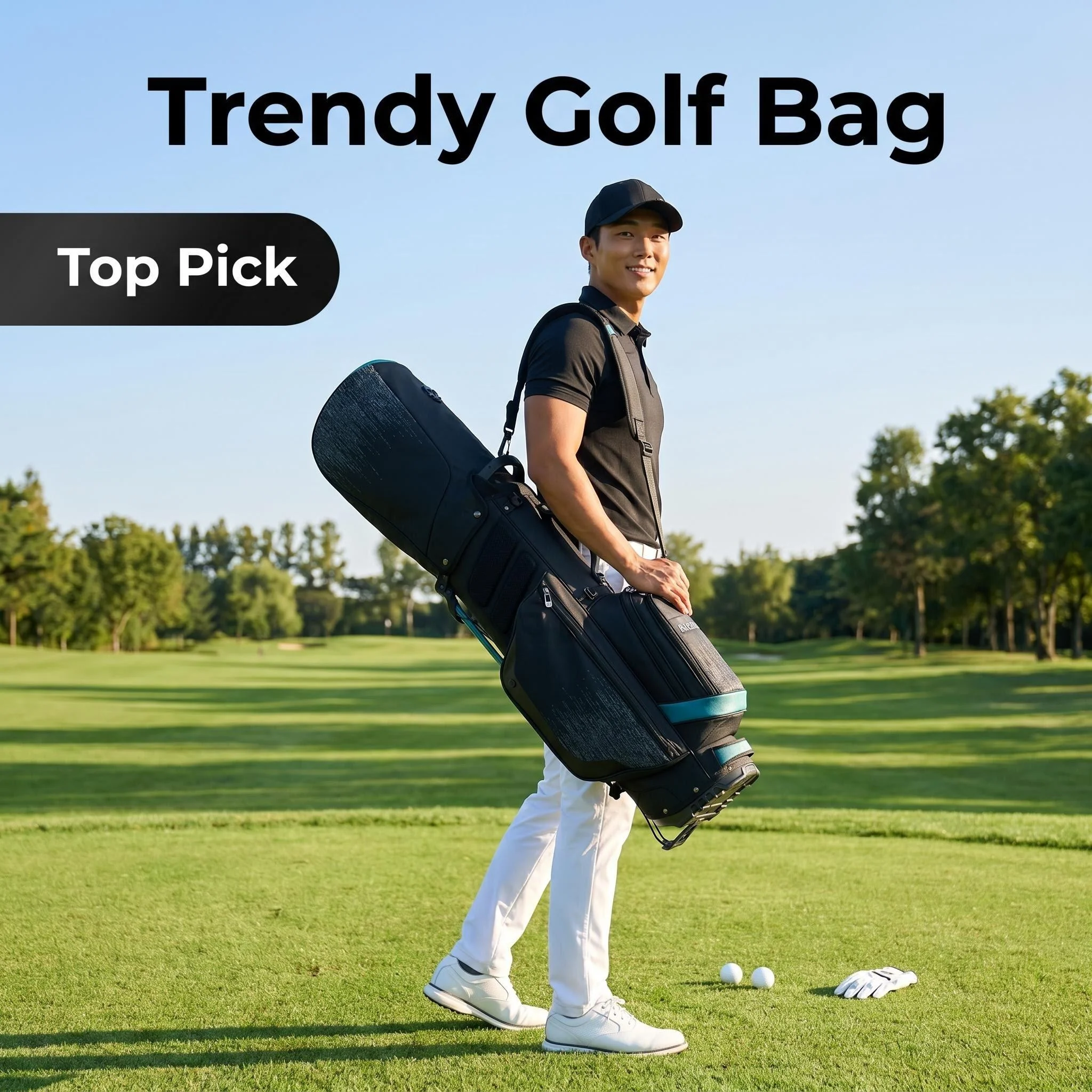 Borsa da golf AmazingKri, borsa da golf con supporto, borsa porta palline