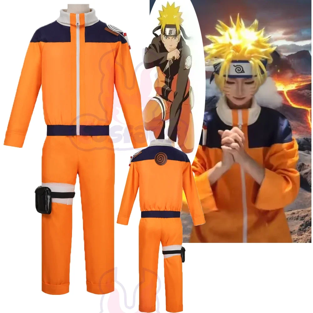 Anime Style Uzumaki Cosplay Costume Orange Clothes with Head