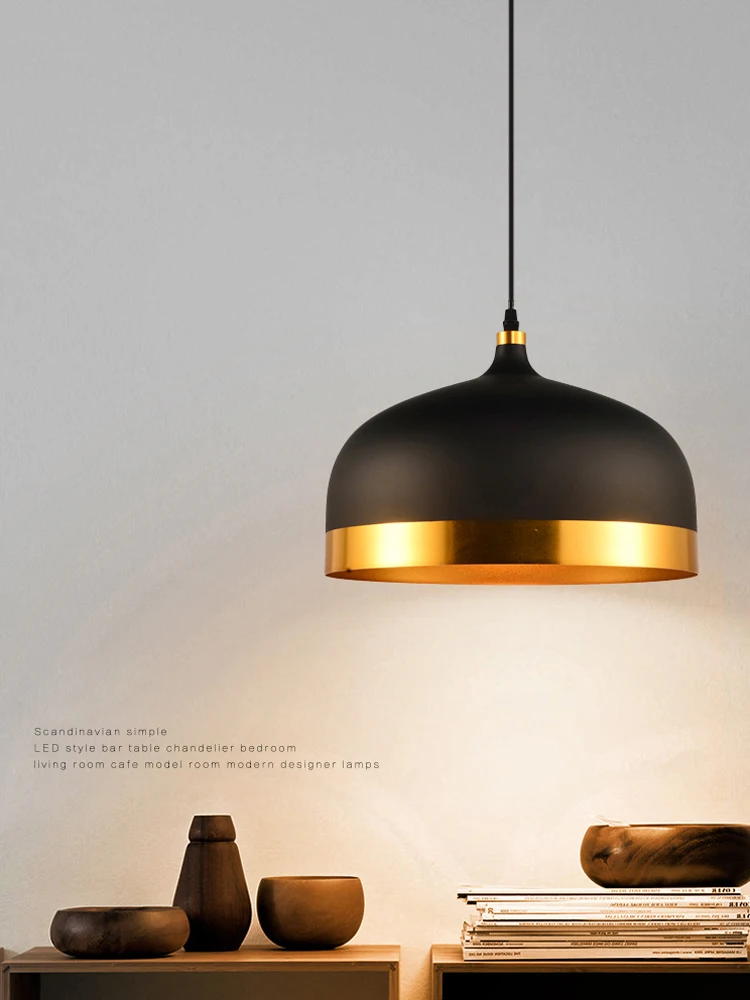 

Scandinavian E27 Hanging Chandelier Modern Black Gold Lustre Ceiling Pendant Fitting for Restaurant Bar Kitchen Dining Room