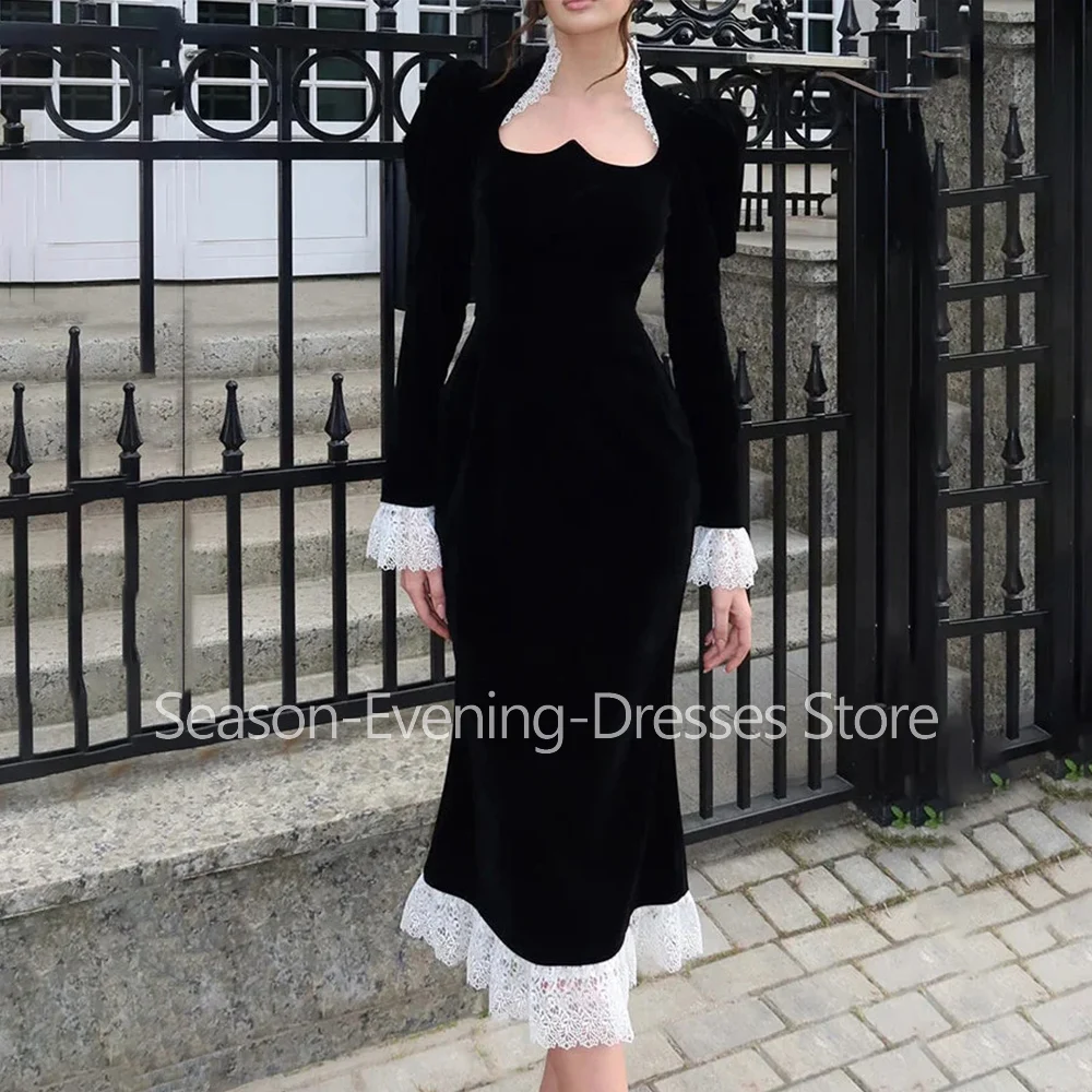 

Customized Midi Black Evening Dresses for Special Occasions Tea-Length Mermaid with Lace Women Gala Prom Party Gala Gowns 2026